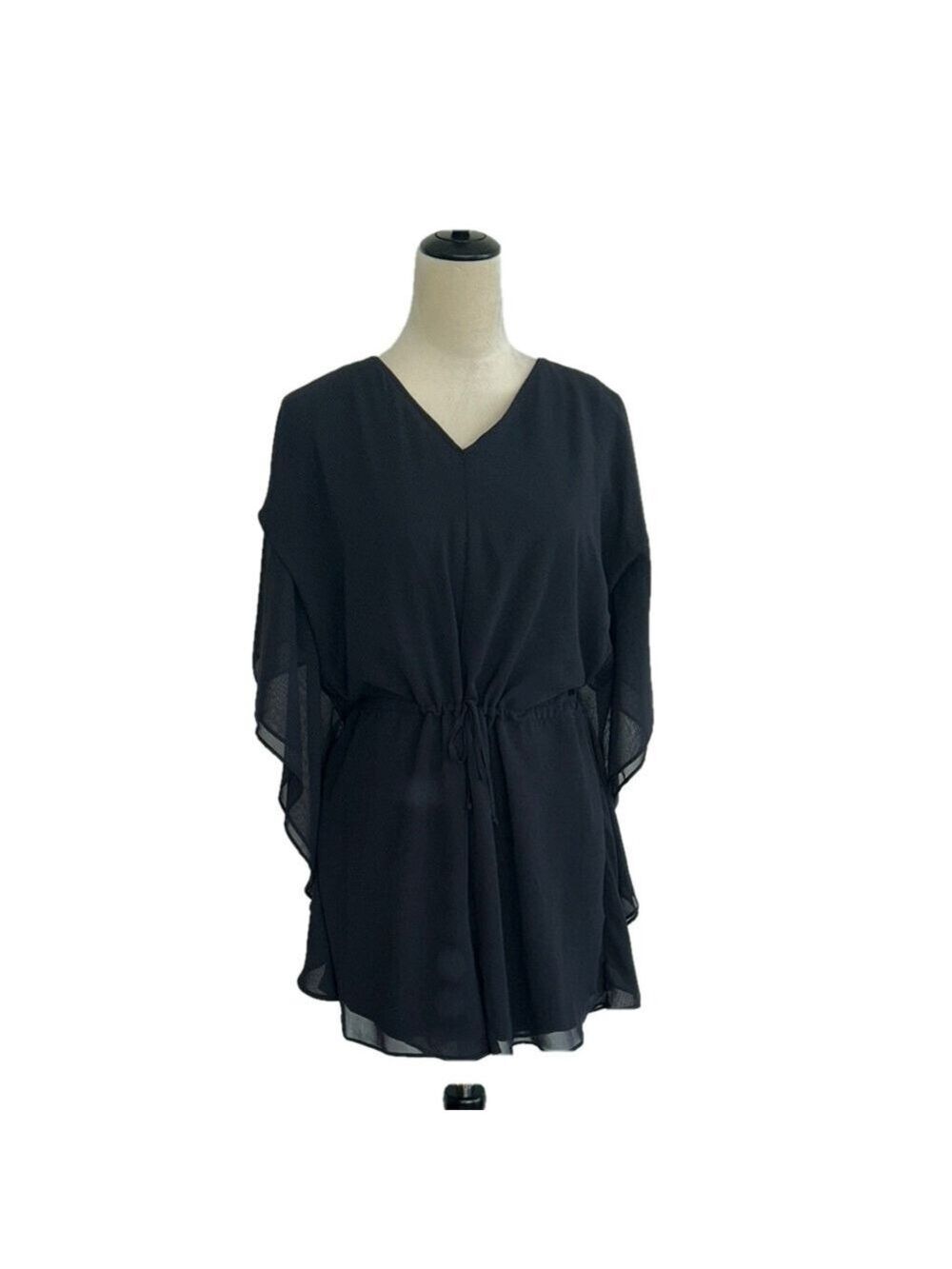 Chic Black Sheer Romper: Size Medium